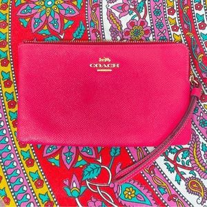 Coach  Small Wristlet Wallet Pebbled Leather Watermelon 22952